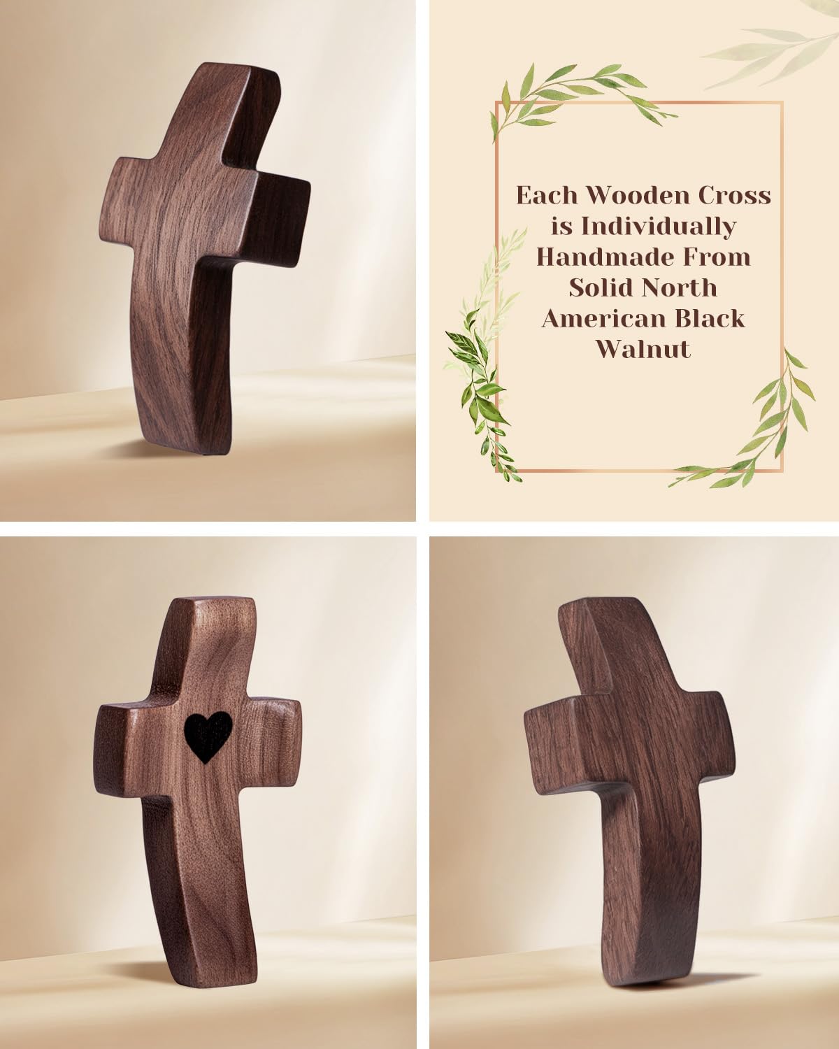 JIUKONG Cross Desk Decor: durable wooden accent for home or church spaces.