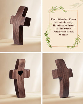 JIUKONG Cross Desk Decor: durable wooden accent for home or church spaces.