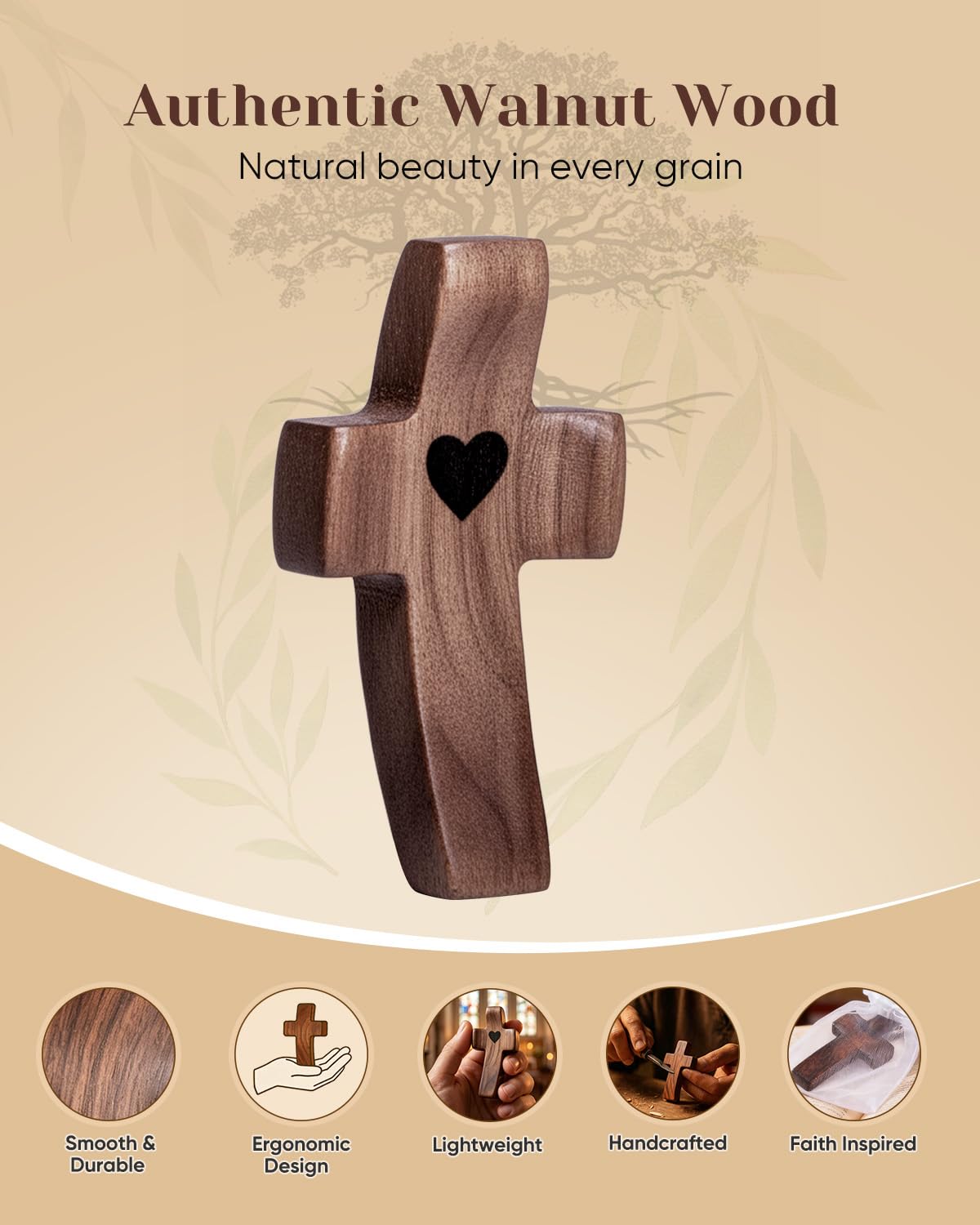 JIUKONG Cross Natural Walnut Grain: unique wood patterns make every piece one-of-a-kind.