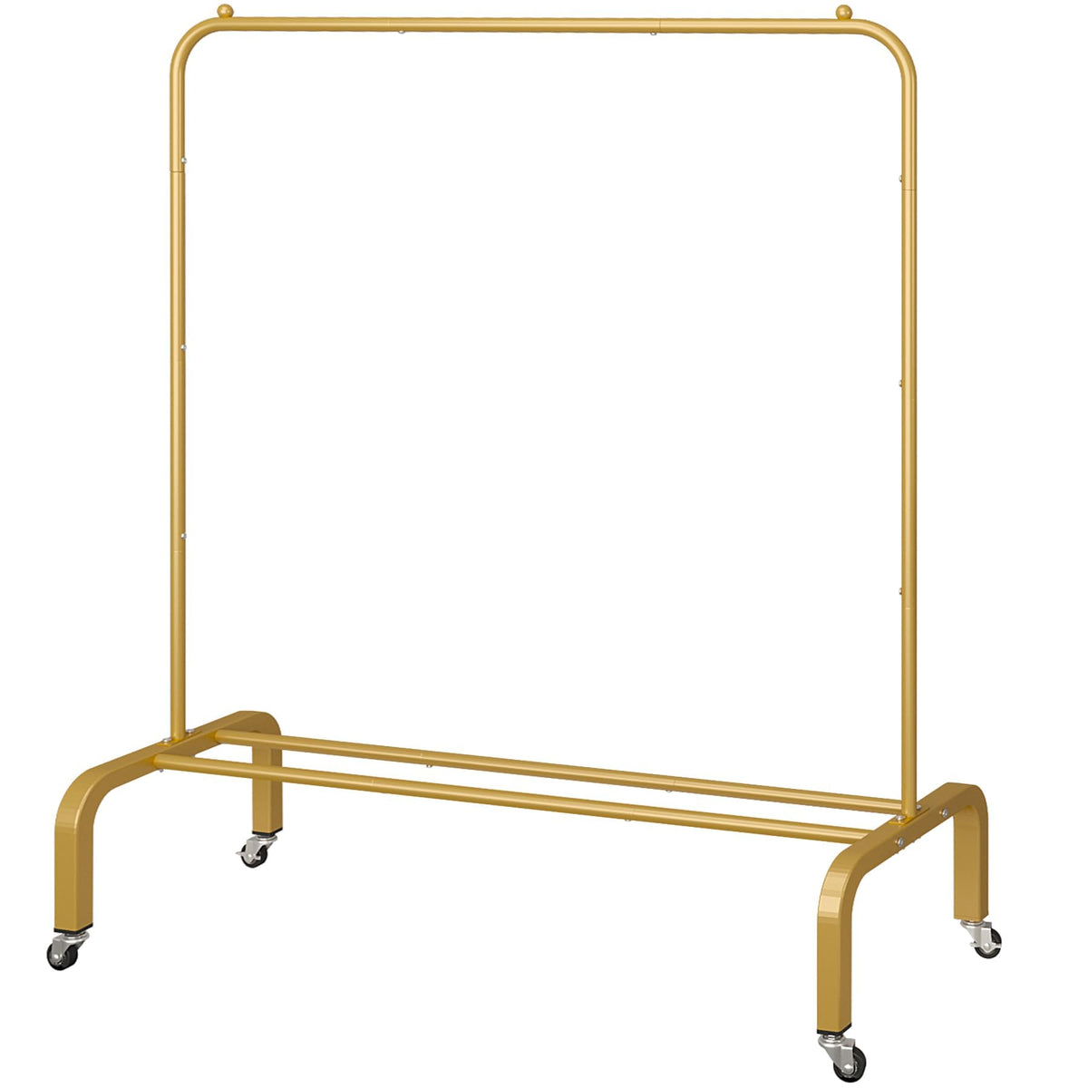 JIUYOTREE metal rolling clothes rack with wheels for easy wardrobe organization