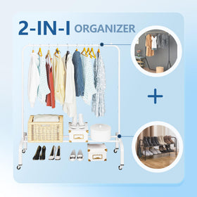 JIUYOTREE clothing rack supports high load with sturdy steel construction