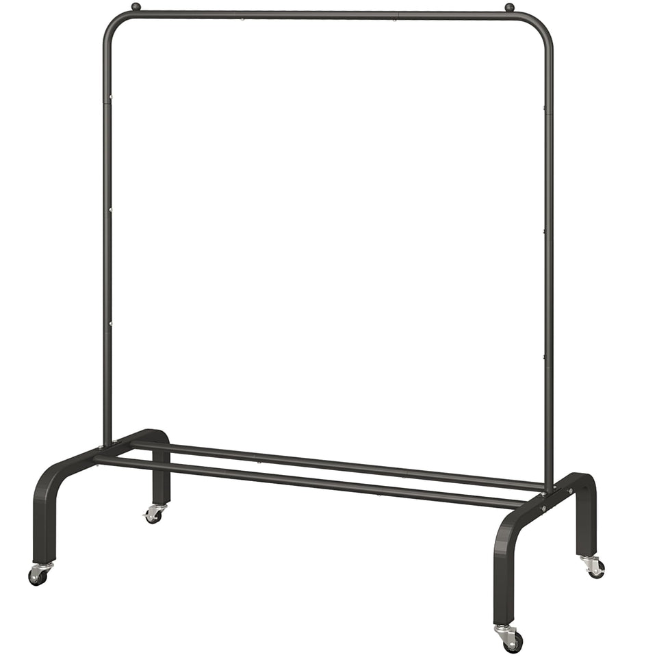 JIUYOTREE metal clothing rack with wheels for easy transport and storage