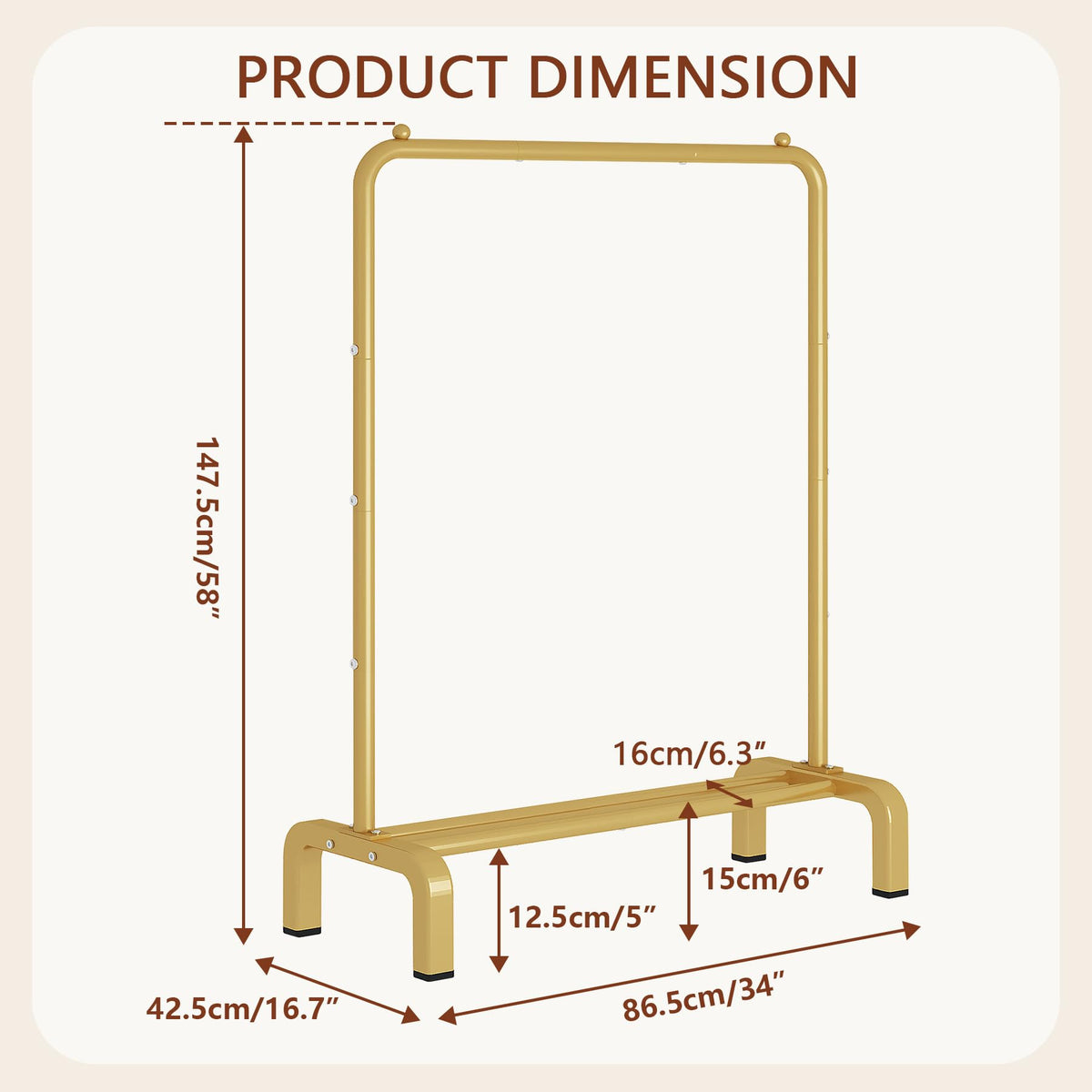 JIUYOTREE steel-framed garment rack with rust-resistant finish for daily use