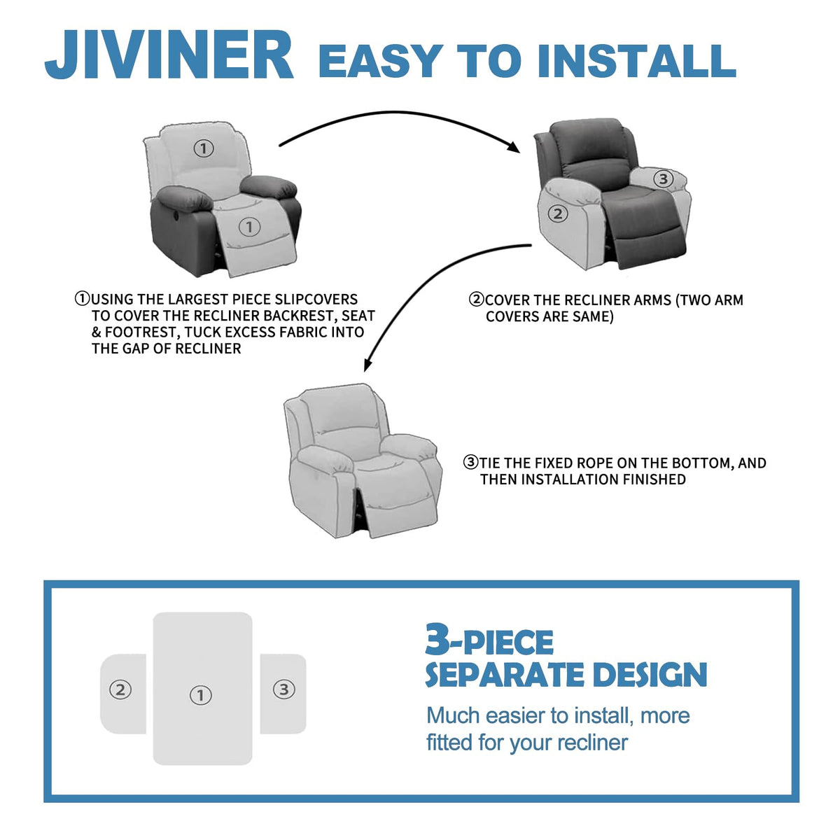 Fits recliners with backrest 24–33 inches by JIVINER