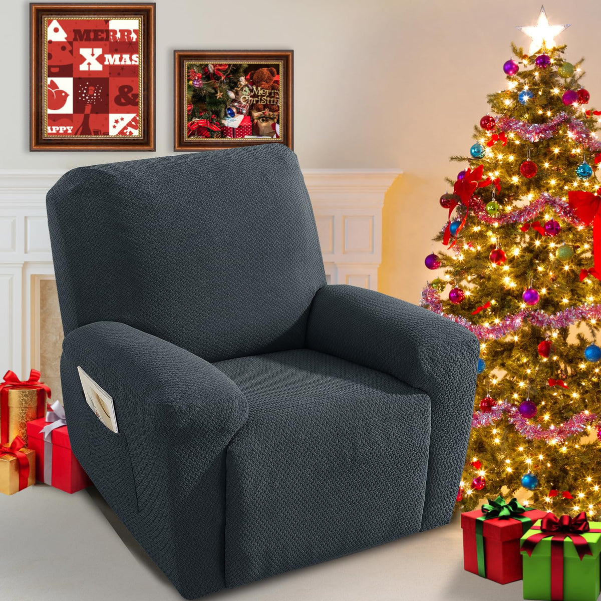 JIVINER stretch recliner cover around the armrests offers protection and a soft touch.