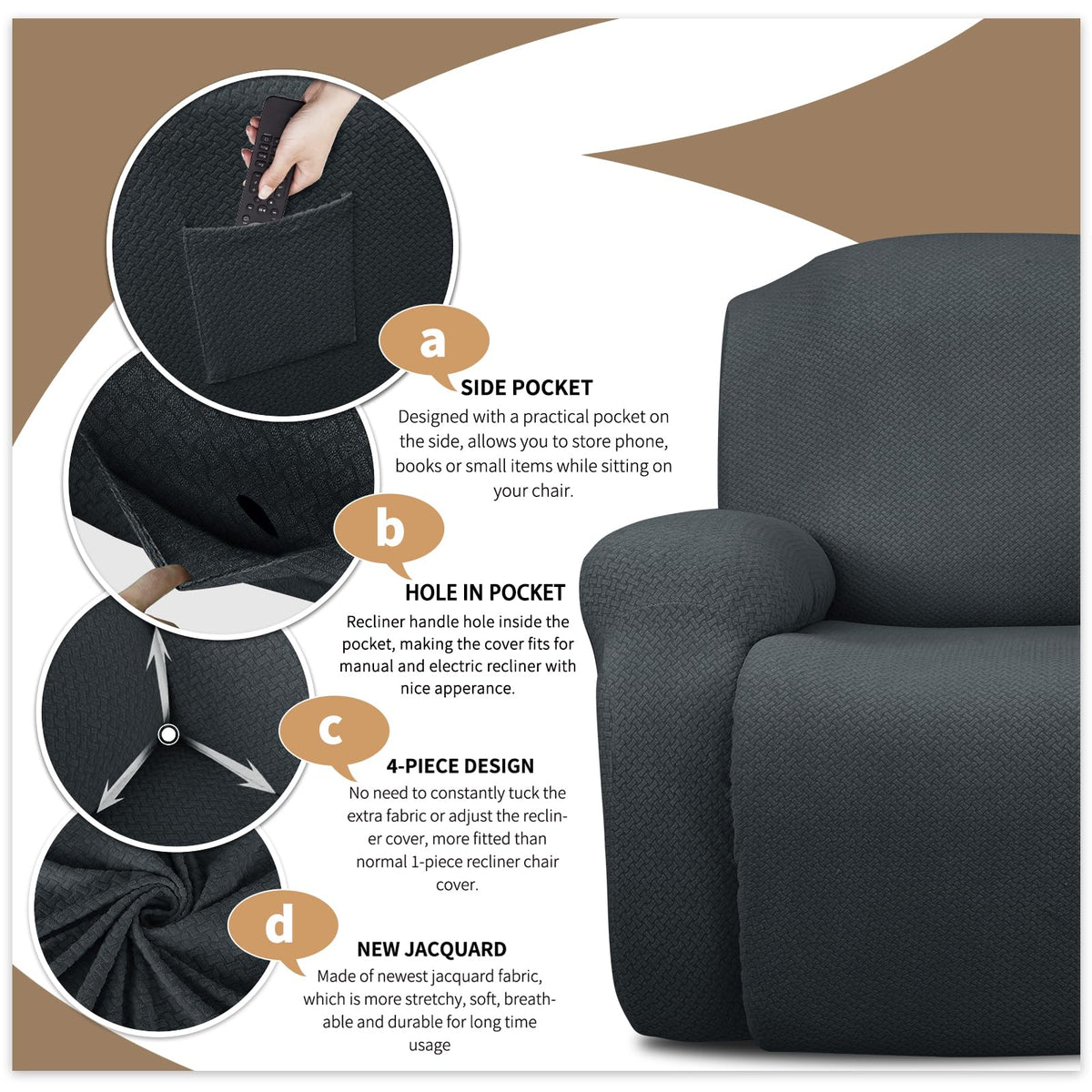 JIVINER cover for footrest keeps the footrest clean while staying flexible.