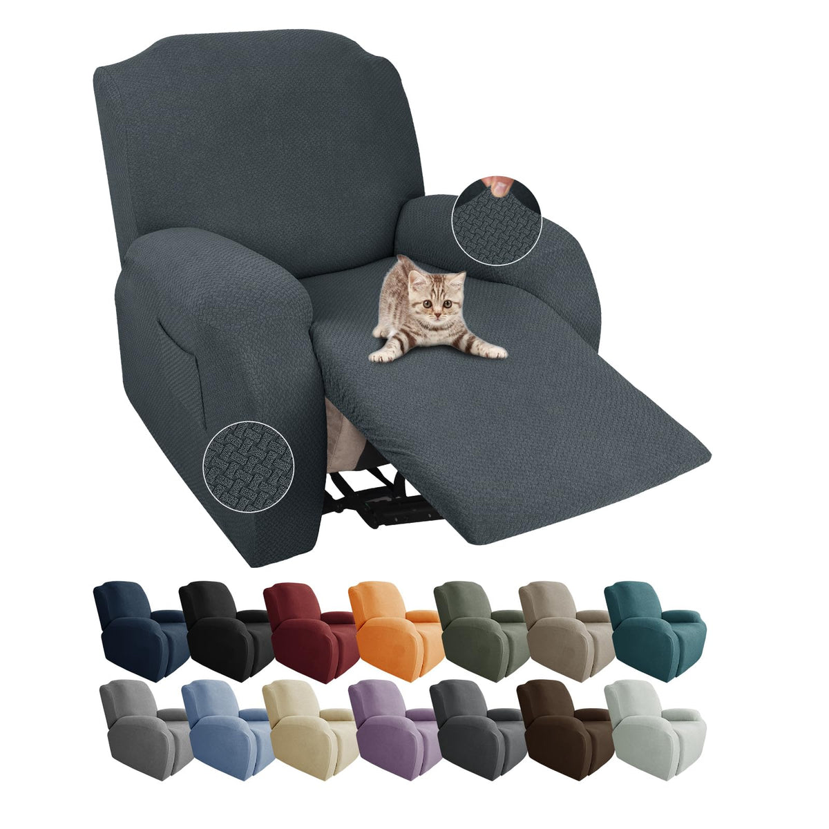 JIVINER stretch recliner cover with pocket provides convenient storage and chair protection.