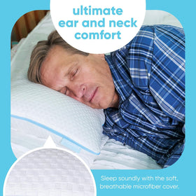 JJ Redd ear-hole pillow for piercings supports sensitive ears with a roomy ear hole.