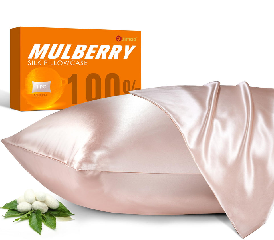JJIMOO mulberry silk pillowcase with zipper for smooth hair and skin.
