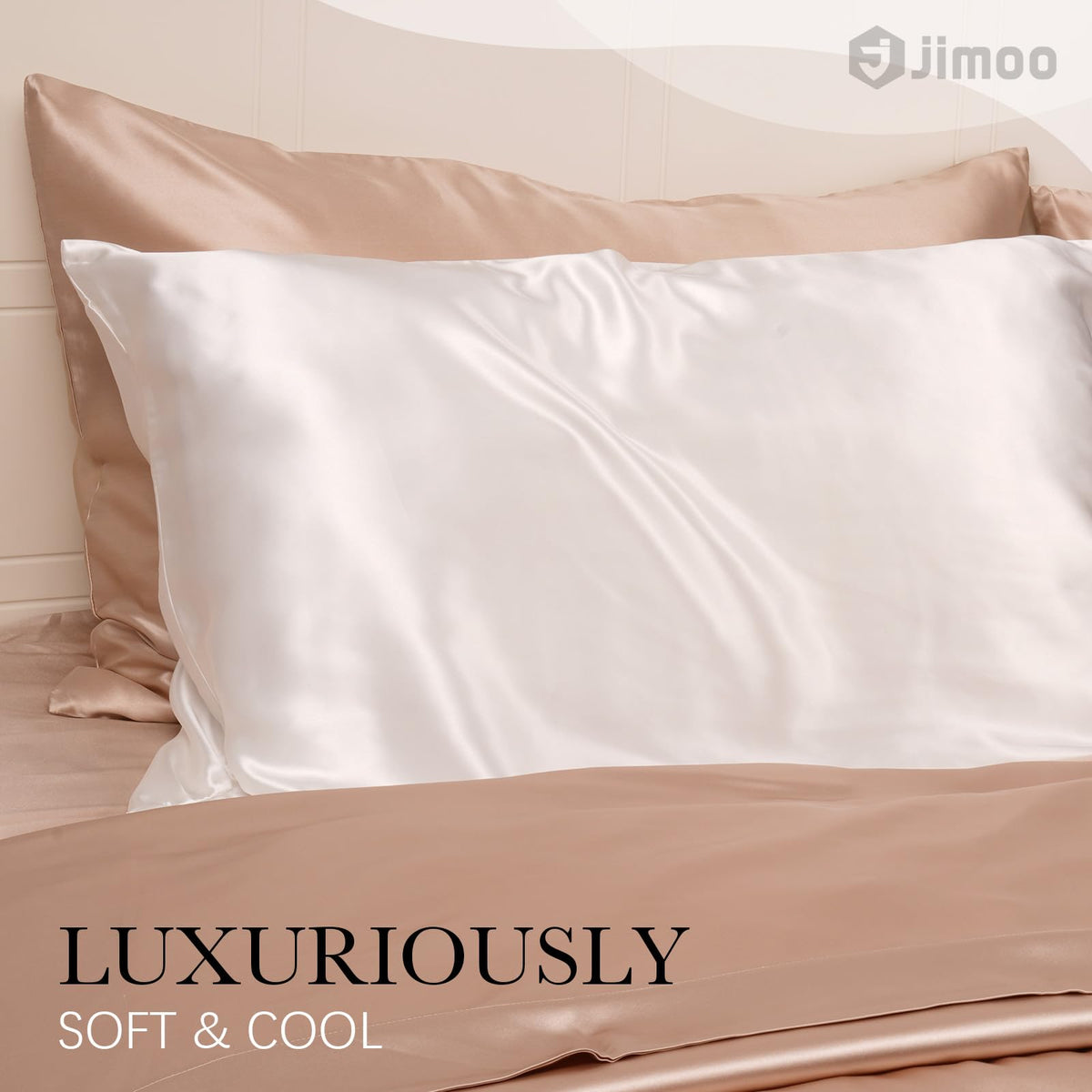 J JIMOO silk pillowcase ivory queen 22 momme weight signals premium quality