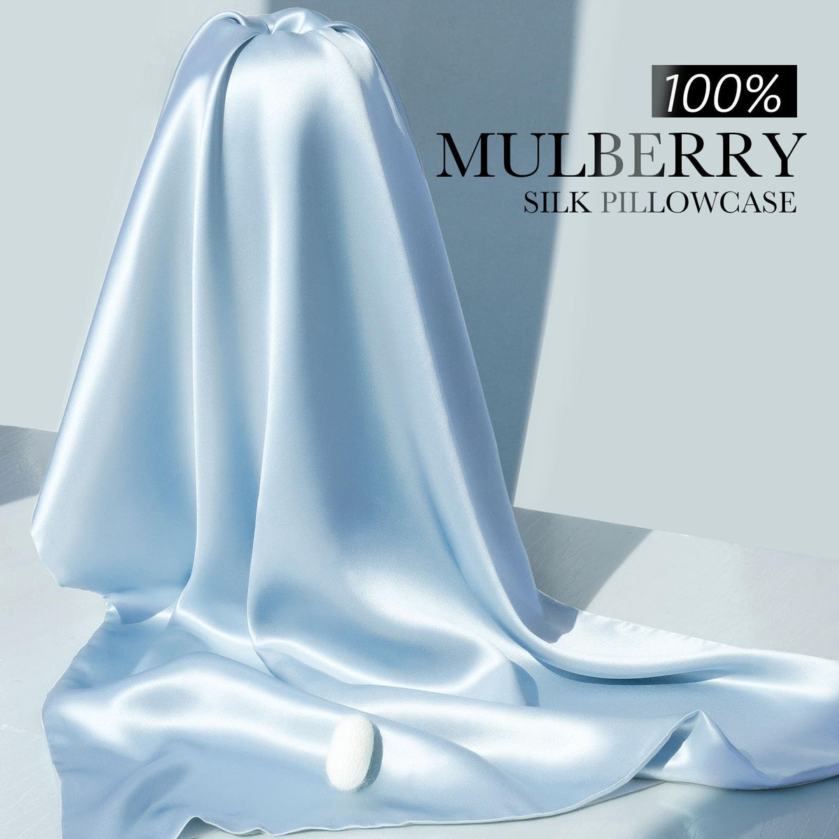 JJIMOO silk pillowcase on bed showcases cooling comfort for warm nights.