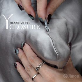 JJIMOO silk pillowcase in silver grey enhances luxurious bedroom aesthetics.