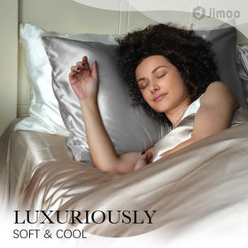 JJIMOO silk pillowcase pack of two in silver grey for versatility