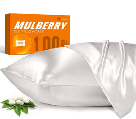 JJMOO ivory silk pillowcase with zipper for smoother skin and hair