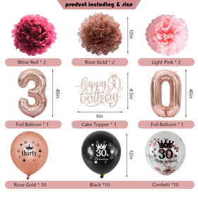 JKIYT 40-inch number 30 balloon anchors the milestone centerpiece.