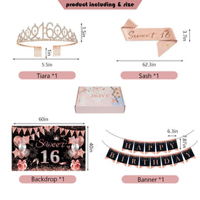 JKIYT rose gold sash and tiara create a glamorous birthday look