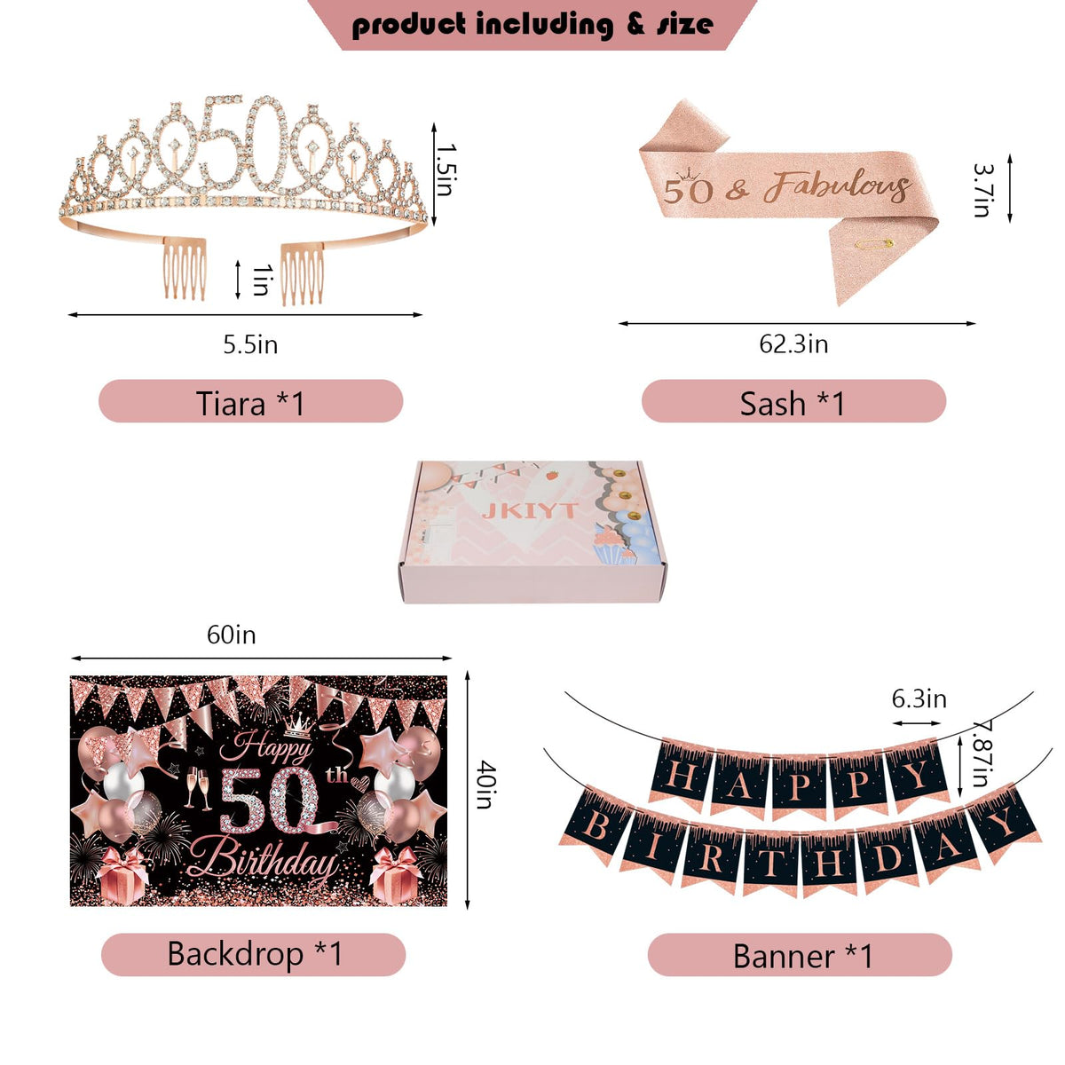 JKIYT rose gold tiara and sash add a regal touch for the guest of honor