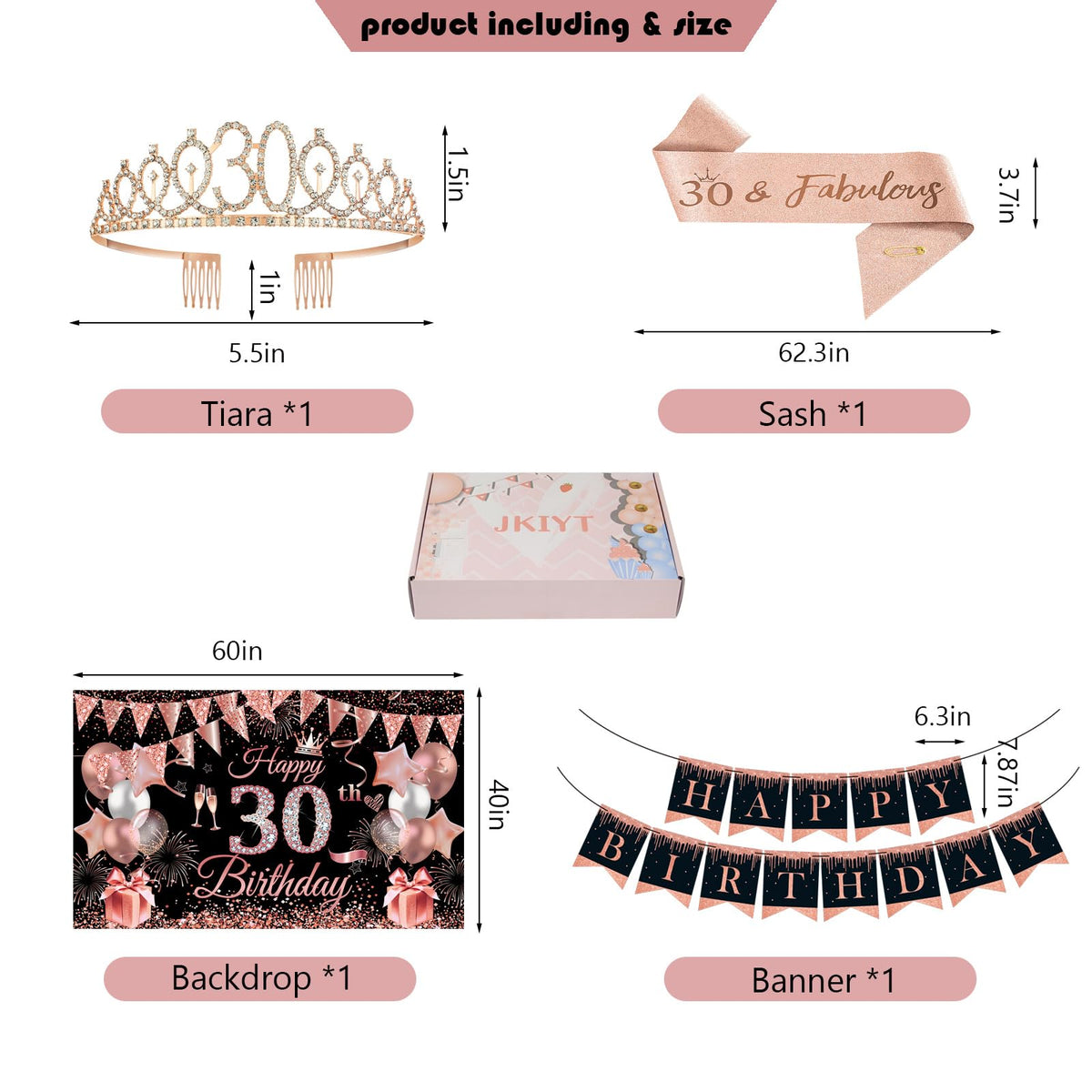 JKIYT rose gold tiara and sash add luxe flair for birthday moments.
