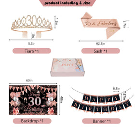 JKIYT rose gold tiara and sash add luxe flair for birthday moments.