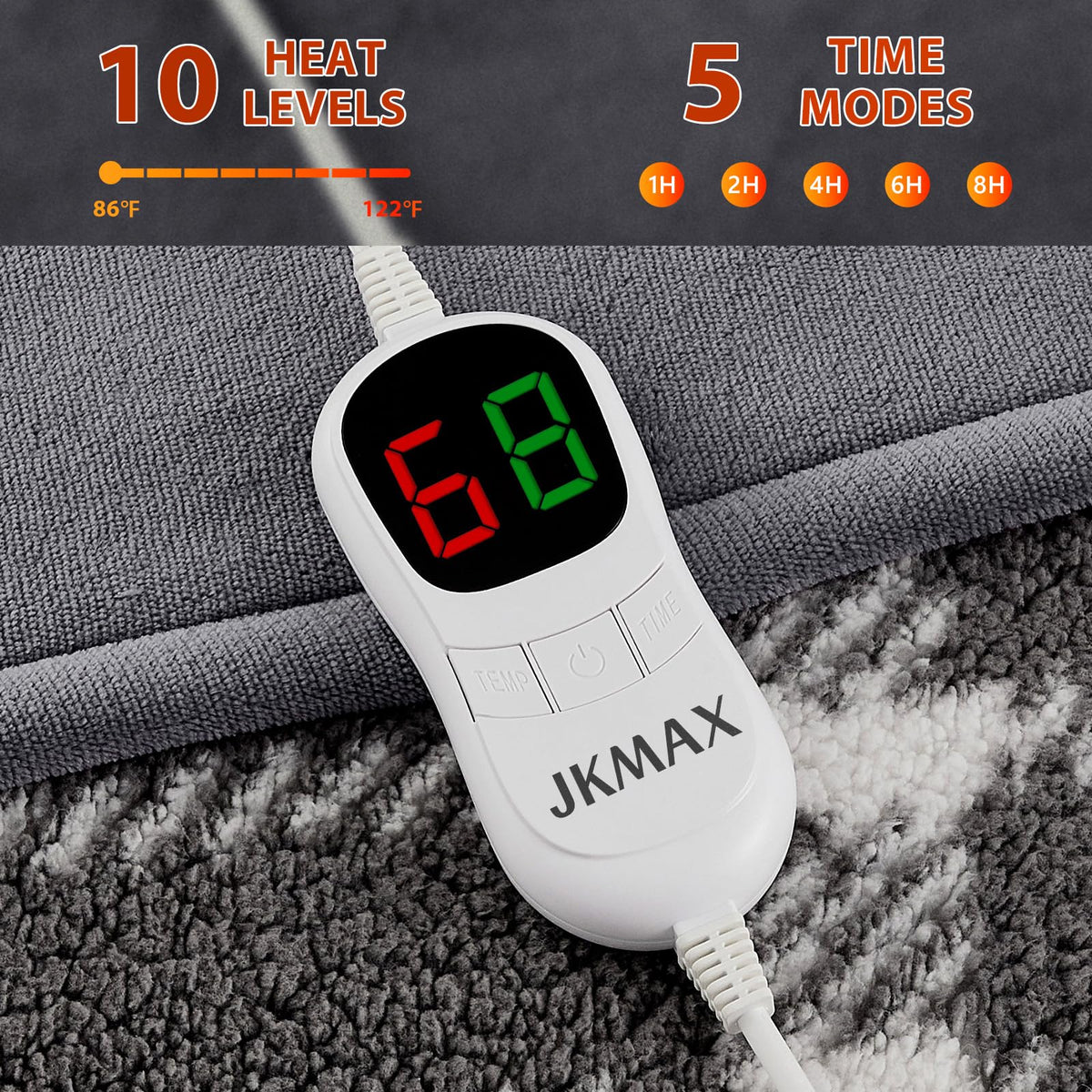 JKMAX blanket offers 10 heat levels for customizable comfort