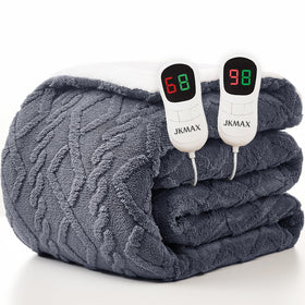 JKMAX heated blanket queen size with soft sherpa texture for cozy warmth