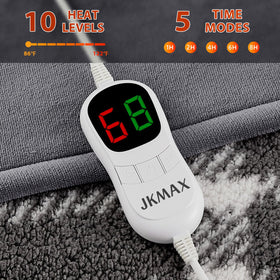 JKMAX display indicates temperature range 86-122°F for customizable warmth