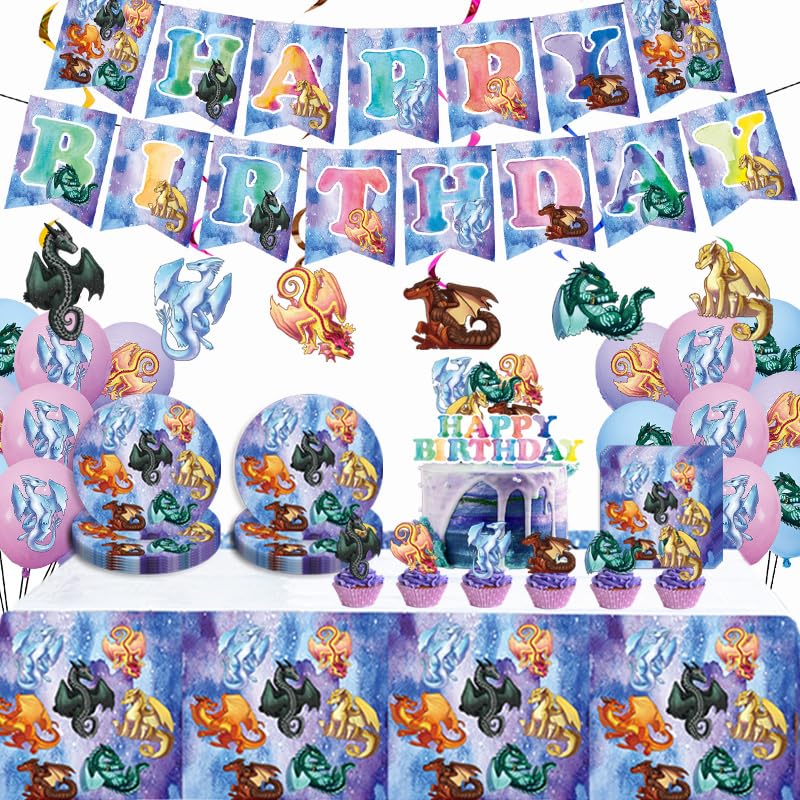 Jlemon Wings of Fire tablecloth for dragon-themed party with easy cleanup