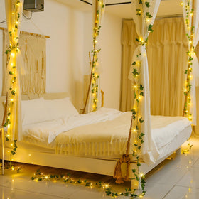 JMEXSUSS 33 ft warm white ivy lights add length and gentle glow.
