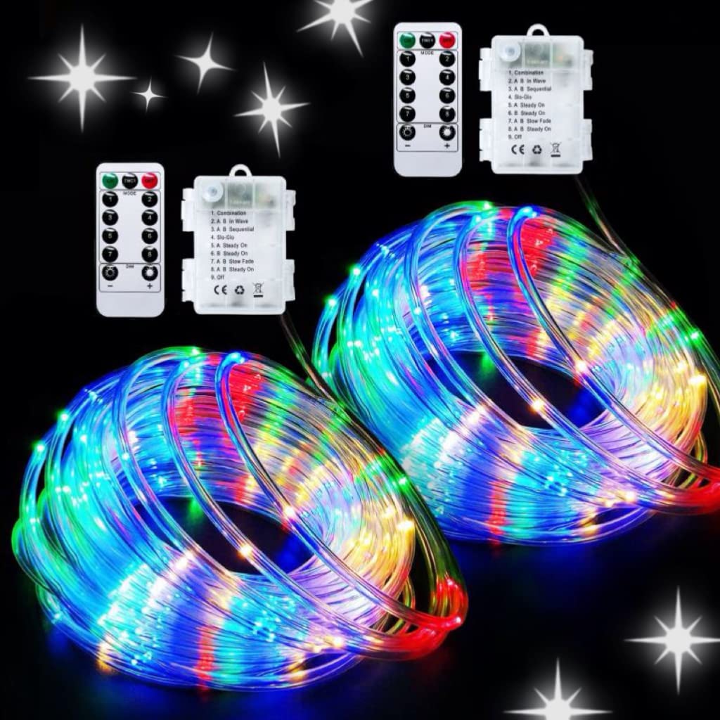 JMEXSUSS battery-operated rope lights offer outdoor multicolor ambience