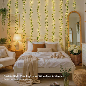 JMEXSUSS fairy curtain lights bundle with pre-attached vines for quick setup