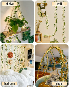 JMEXSUSS fireplace decor ivy lights for a festive room vibe.