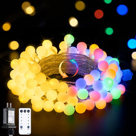 JMEXSUSS Globe String Lights indoors with color-changing options for cozy ambience.