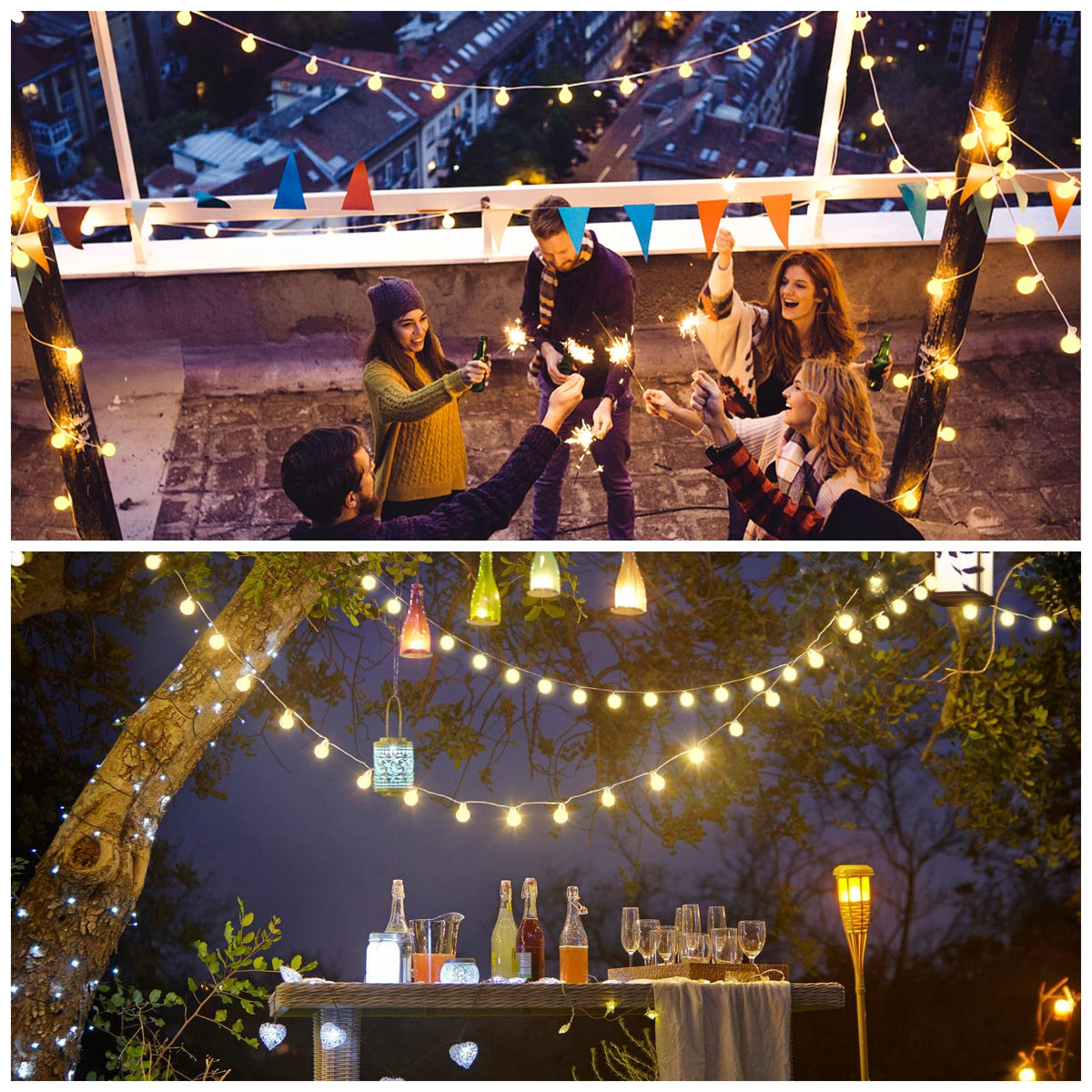 JMEXSUSS patio lighting provides warm ambient lighting for outdoor gatherings.