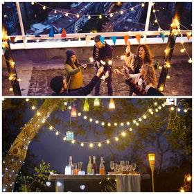 JMEXSUSS patio lighting provides warm ambient lighting for outdoor gatherings.