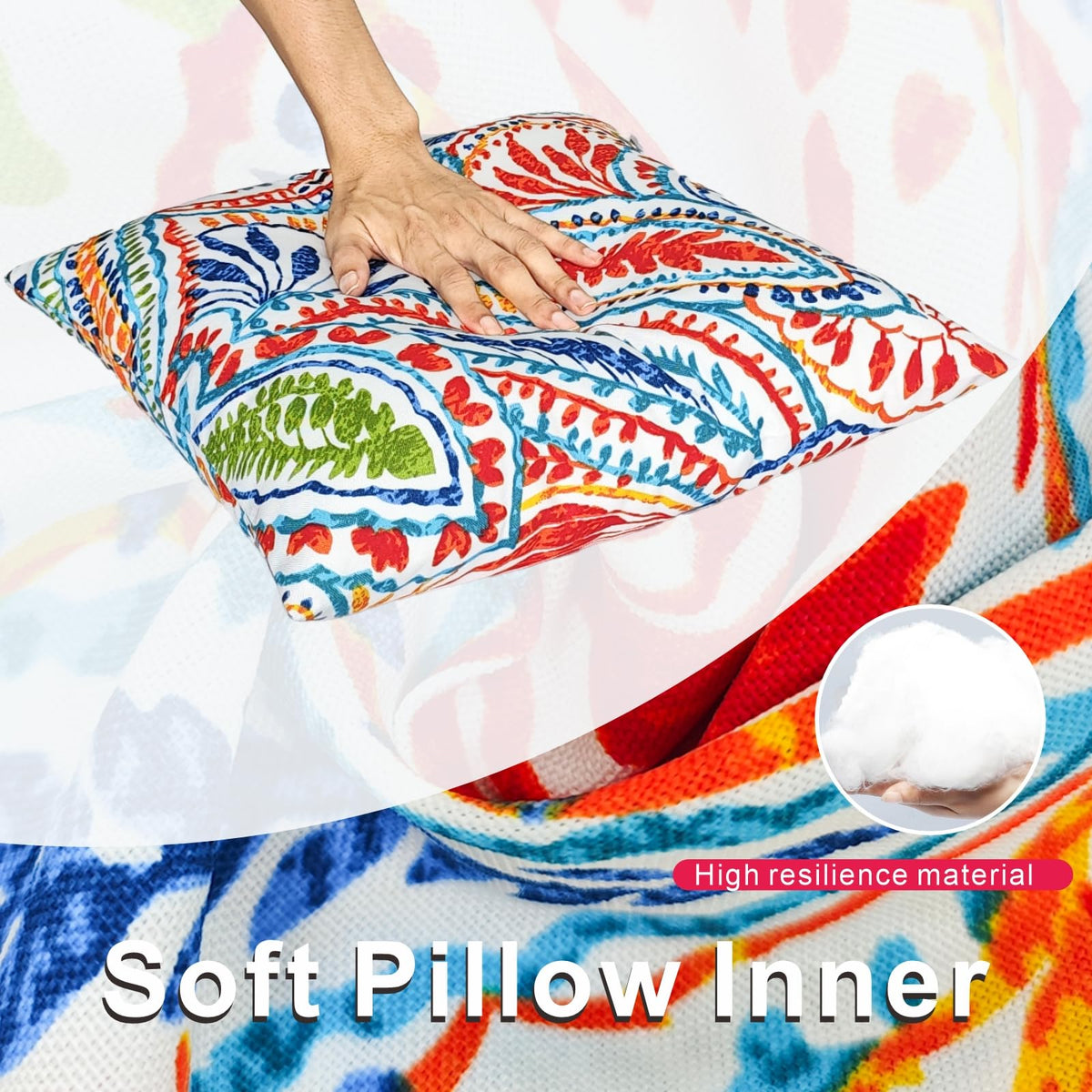 JMGBird square pillow resists sun fading, keeping colors vibrant in outdoor spaces.