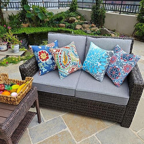 JMGBird set of 2 cushions coordinates your outdoor seating with style.