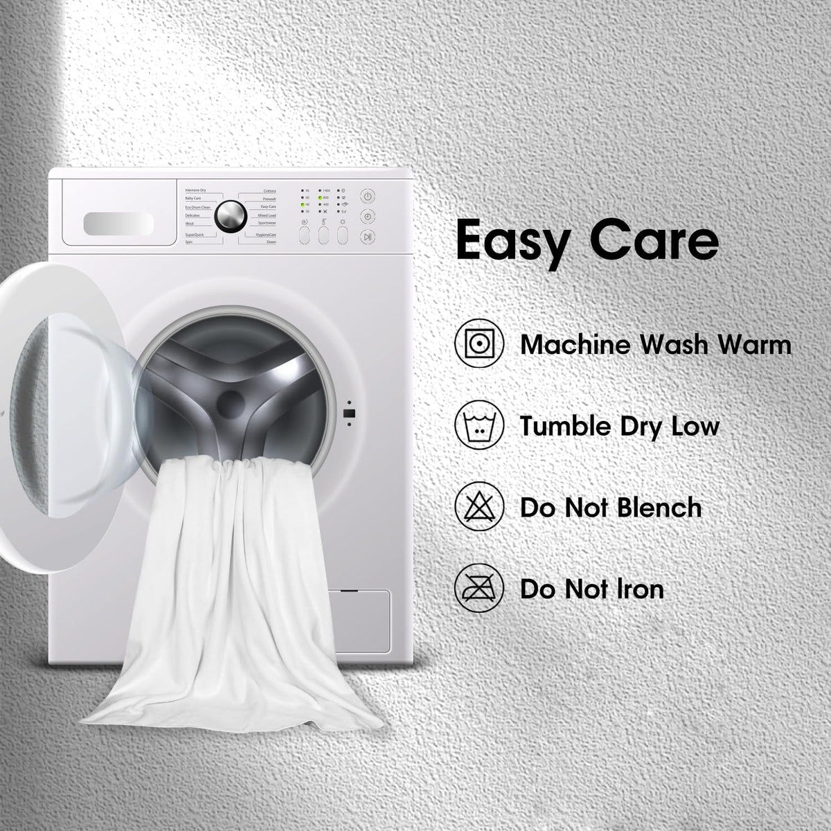 JML easy-care, durable fibers resist shedding and fading.