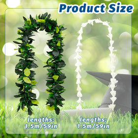 JMUQ Hawaiian Maile leis leaves detail highlights vibrant greenery for lush island decor.
