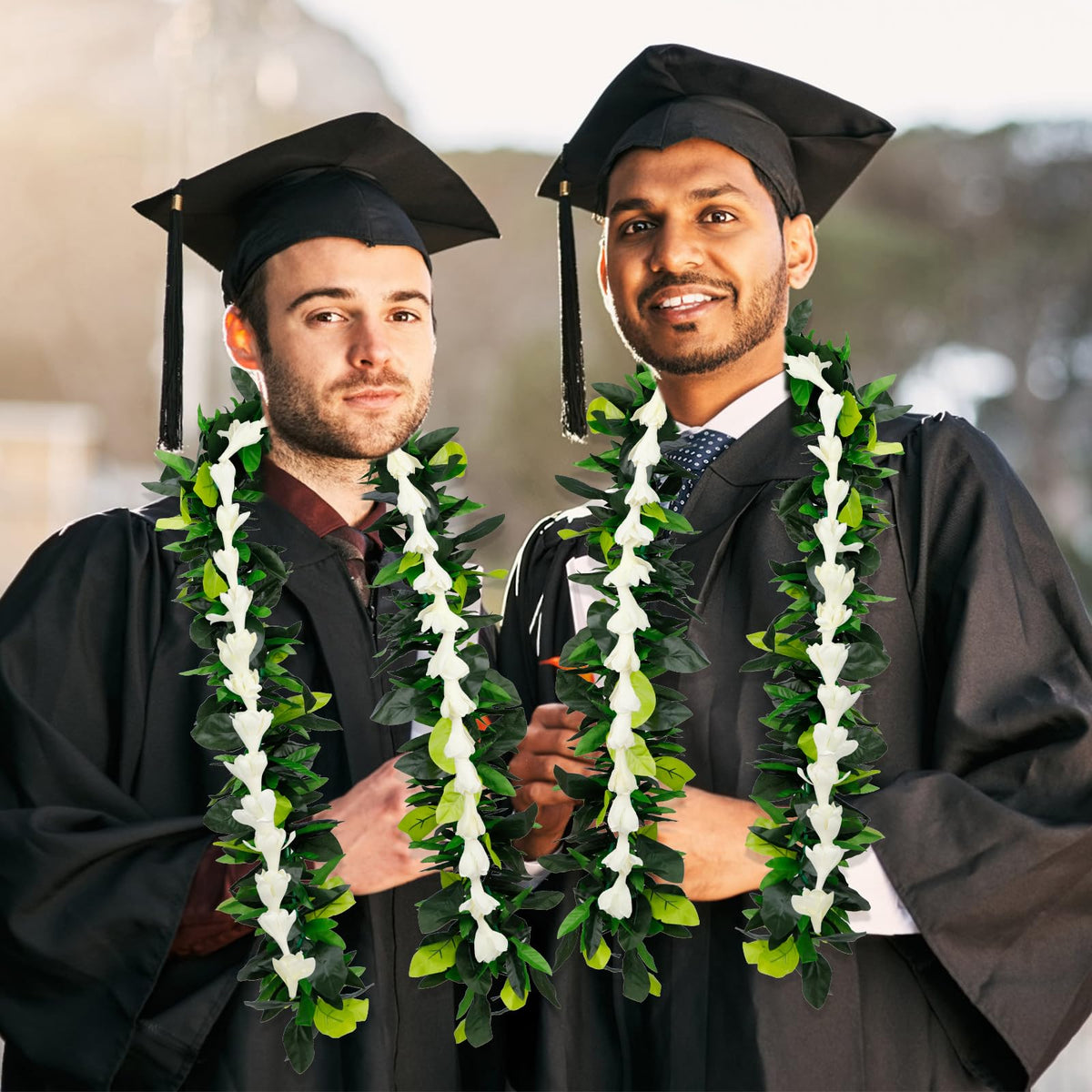 JMUQ Hawaiian Maile leis ideal for beach weddings and luau setups.