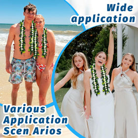 JMUQ Hawaiian Maile leis wearable on shoulder illustrates effortless styling for events.