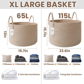 JMvicyroam 115L blanket basket with double-reinforced handles for heavy loads.