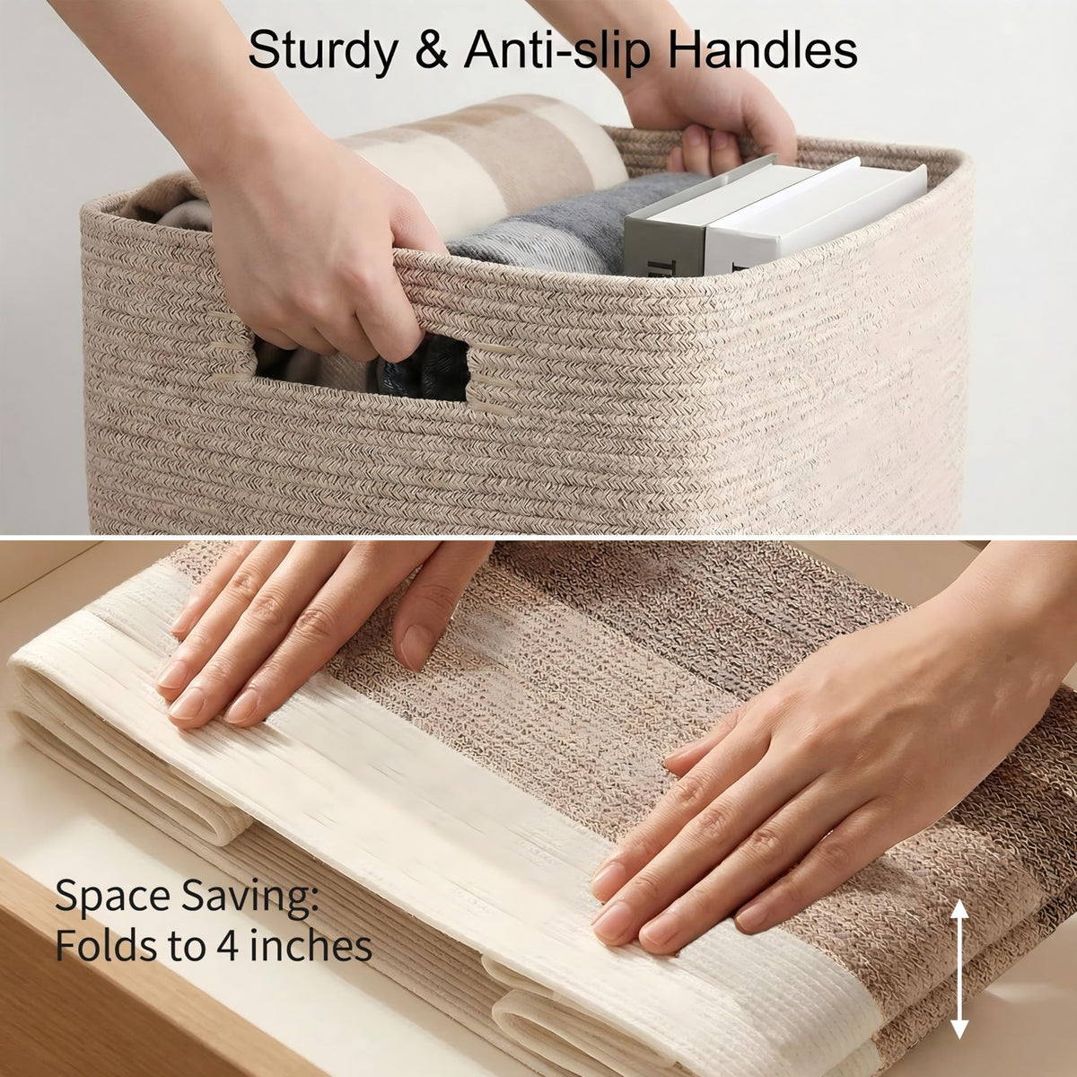 JMvicyroam fold-flat storage basket demonstrating space-saving design.