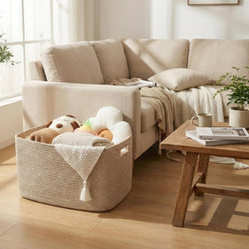 JMvicyroam large storage basket filled with blankets for organized living areas.