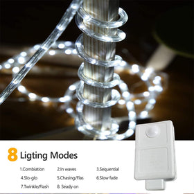 Jnaurb 50ft LED rope lights line pool edge with soft reflections