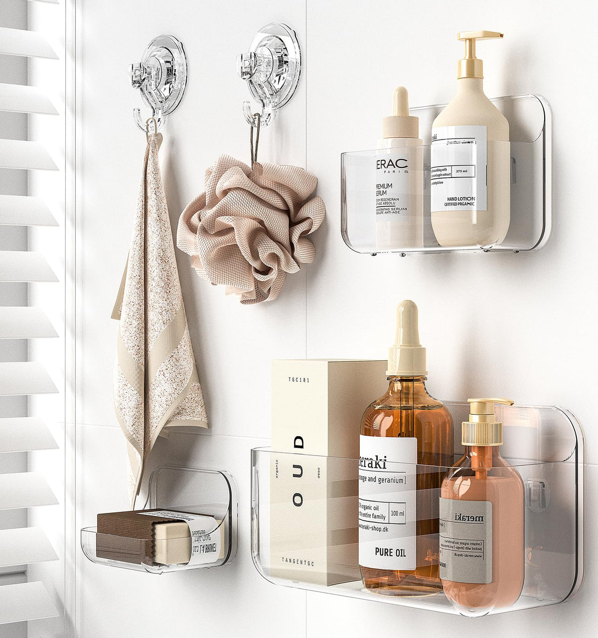 JNDETOP shower shelves shown with easy assembly and space-saving design.