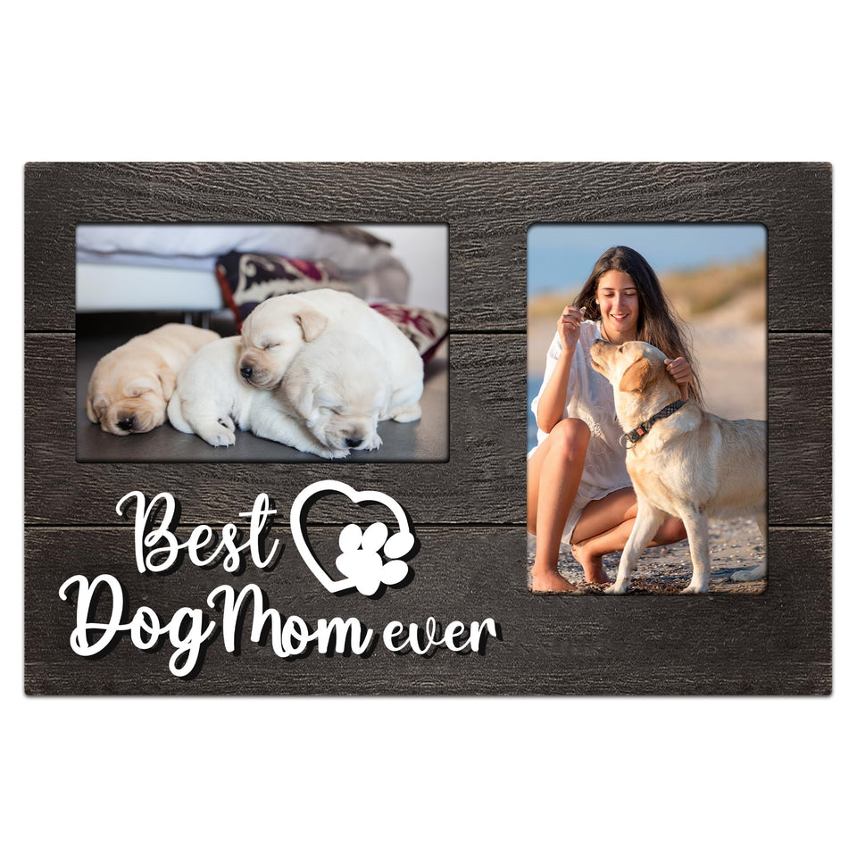 JNDJE dog mom gift frame featuring 3D words on the front for display.