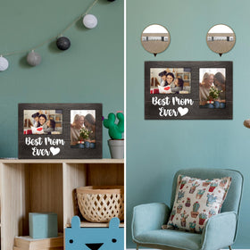 JNDJE MDF wood frame with clear glass protects photos beautifully.
