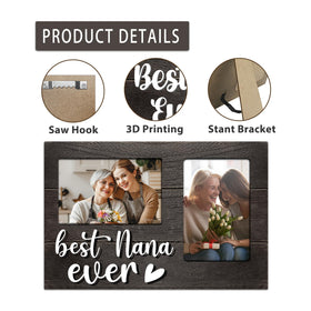 JNDJE Nana Gifts glass-covered frame protects photos with clear display.