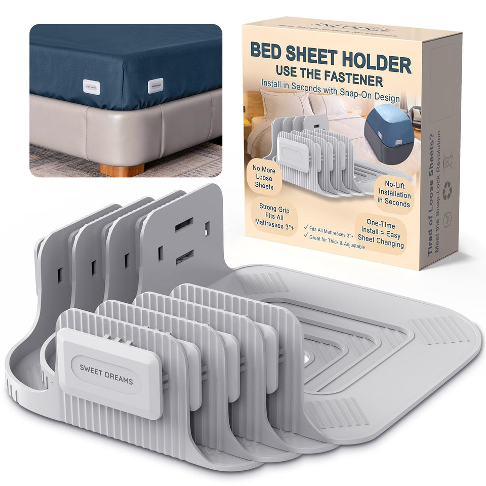 JNLODGE bed-sheet-lock corner-clip setup shows quick-secure fit for any mattress.