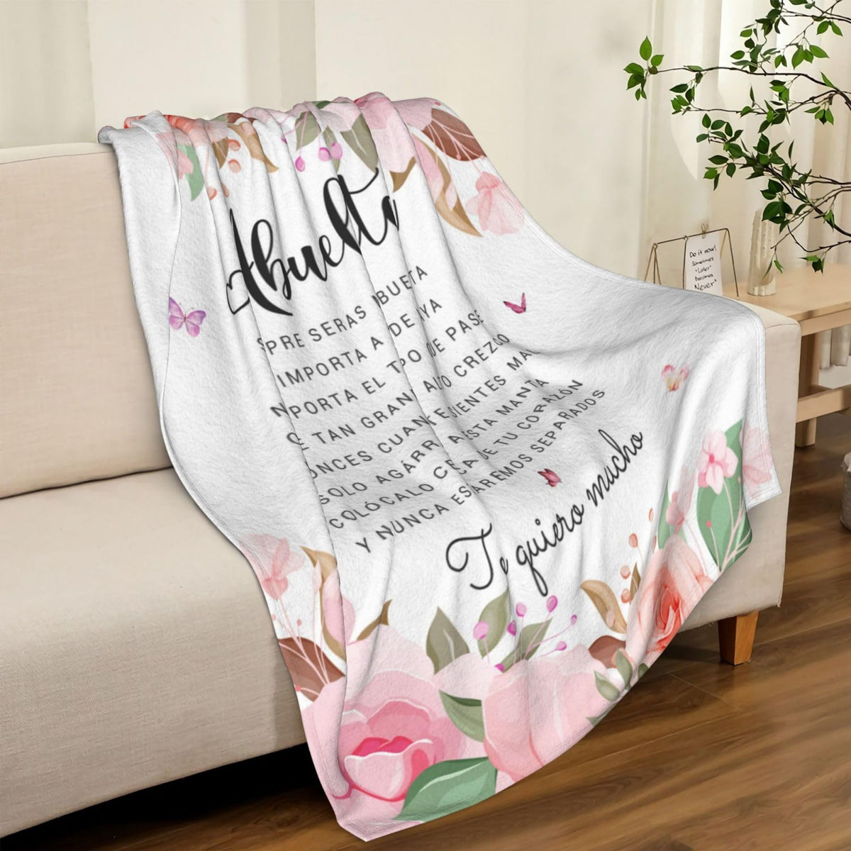 Jnufoju Abuelita blanket on bed, perfect for evening relaxation